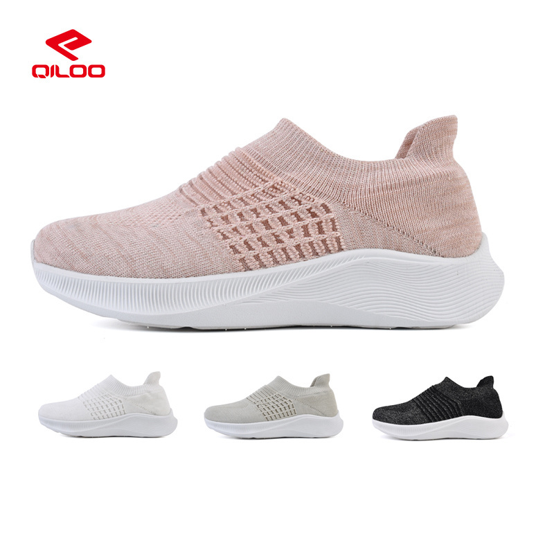 2023 QILOO High Quality OEM/ODM Women's Sport Casual Cheer Sock Shoes Knitted without Laces Custom Logo for Girls