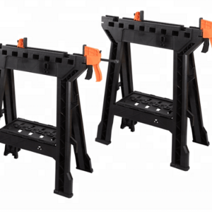 2 pack Black Folding Compact Workbench Sawhorse 2 Clamps