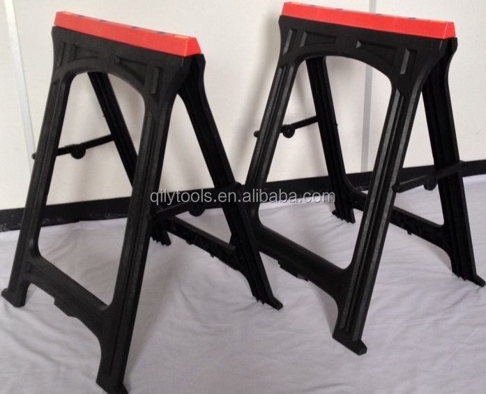 2x Folding Plastic Sawhorse Twin Pack Trestle Saw Horse Stands Fold Away Cutting