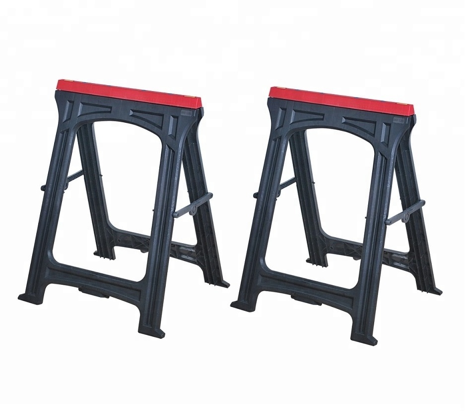 2x Folding Plastic Sawhorse Twin Pack Trestle Saw Horse Stands Fold Away Cutting