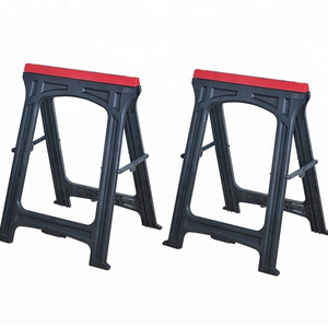 2x Folding Plastic Sawhorse Twin Pack Trestle Saw Horse Stands Fold Away Cutting