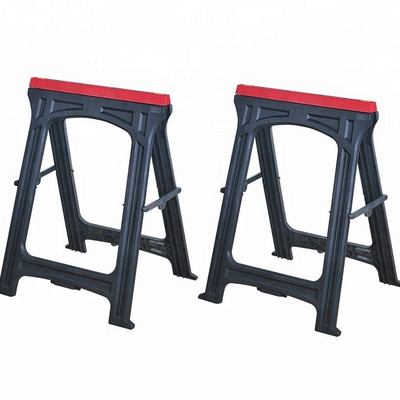 2x Folding Plastic Sawhorse Twin Pack Trestle Saw Horse Stands Fold Away Cutting