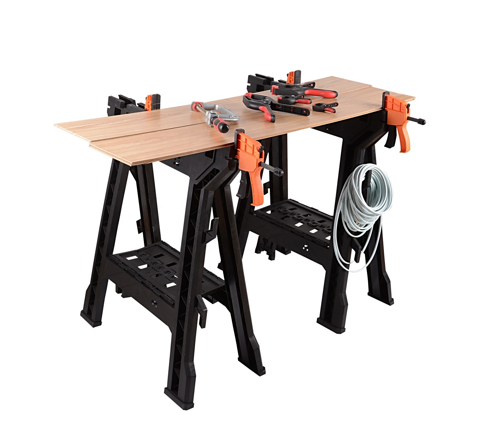 Folding Sawhorses, Heavy Duty Stand, 1,000 lb Capacity, 2 Pack