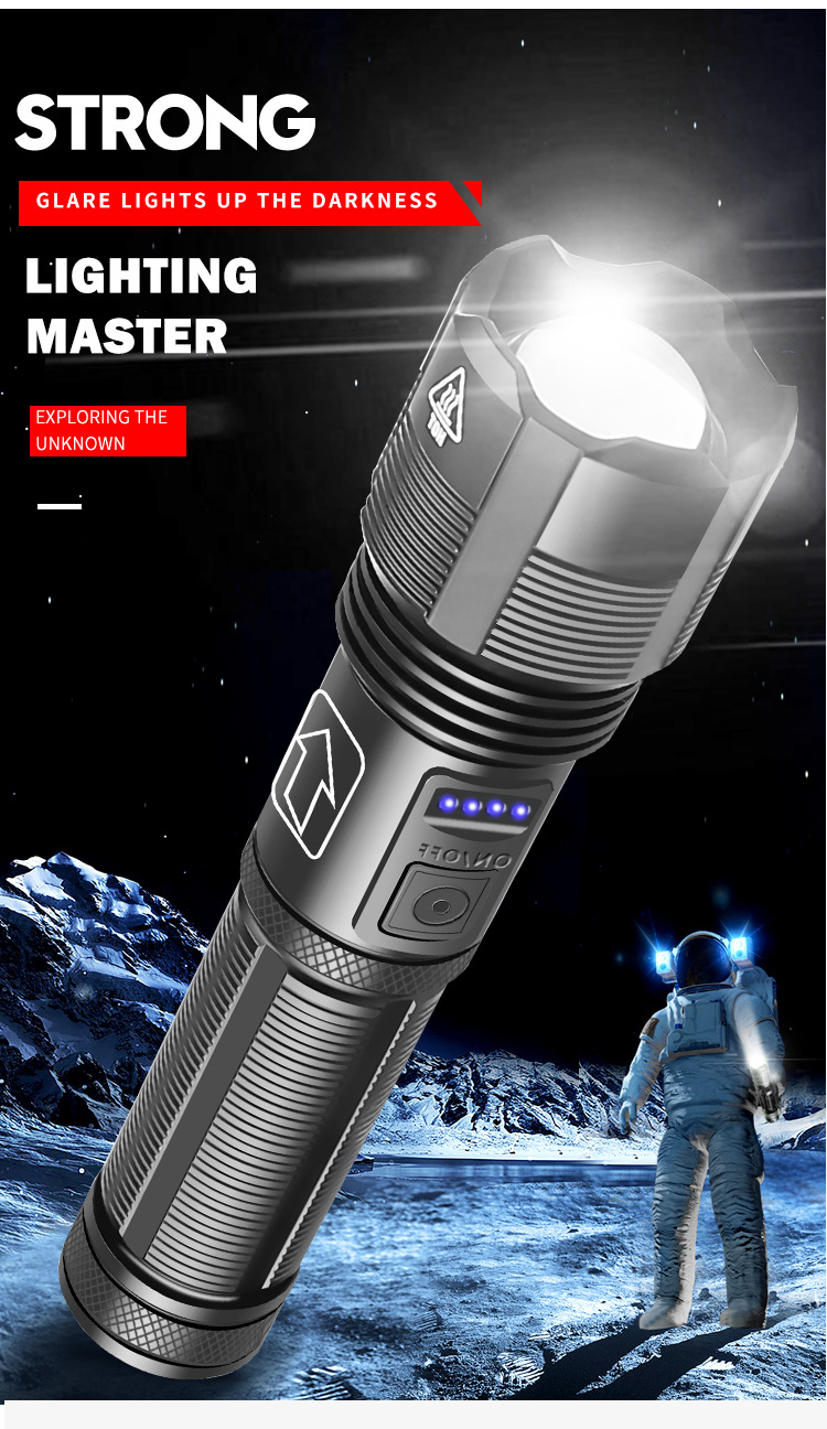 5000lumen  Outdoor Powerful LED Flashlight USB Rechargeable Zoomable Torch XHP50 XHP70 Hand Lamp 26650 18650 Battery flashlight