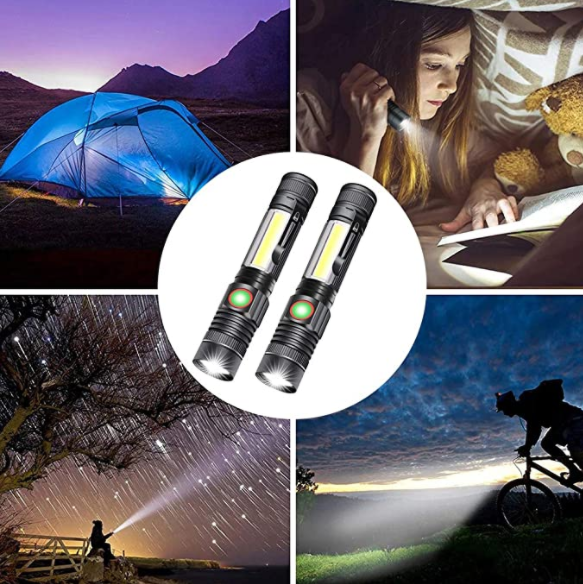 1000 Lumens Super Bright Magnetic COB Work Light  Pocket Tactical Flashlights for Outdoor Camping Emergency Flashlight