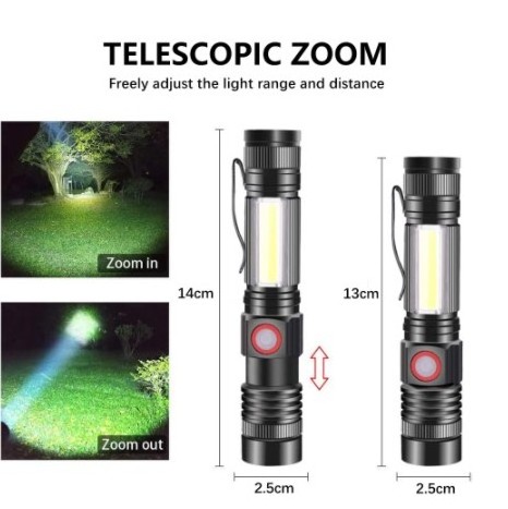 1000 Lumens Super Bright Magnetic COB Work Light  Pocket Tactical Flashlights for Outdoor Camping Emergency Flashlight