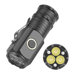 600 Lumen Clip Lamp 3 XPG Mini Flashlight Sealed One Piece Body Flashlight 4 Modes Type-c USB Charging Work Light