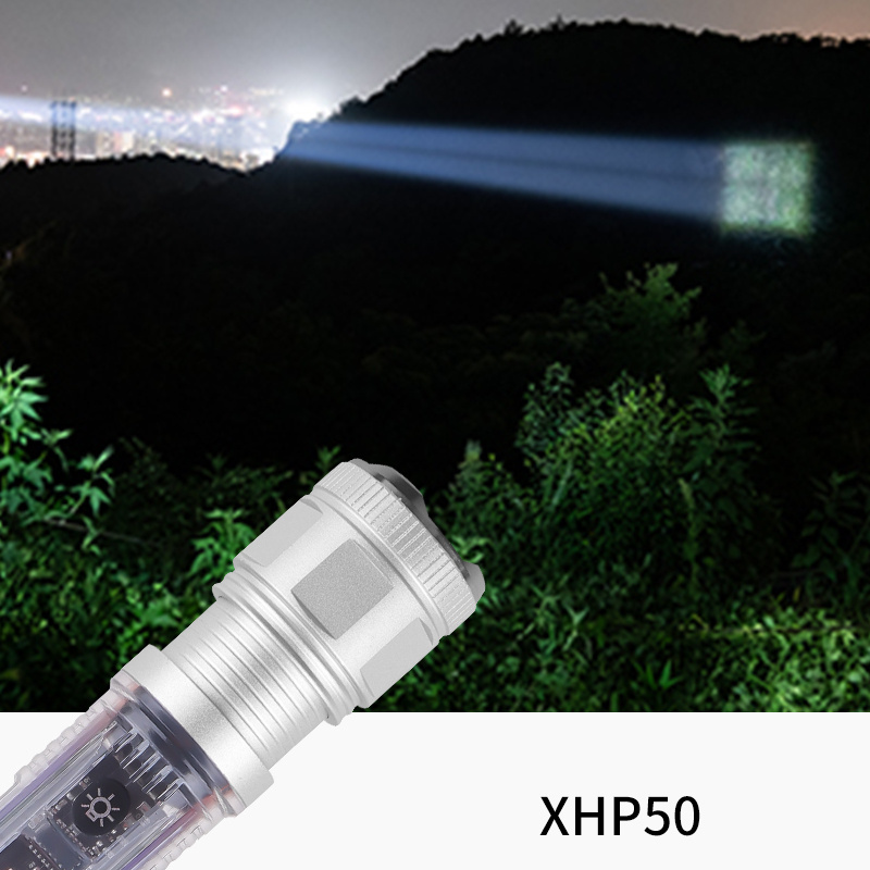 30W XHP50 LED Type-c USB Solar Charging Flashlight Light Range 1200M 1000Lumen Built in Battery 7Modes Flashlight for Camping