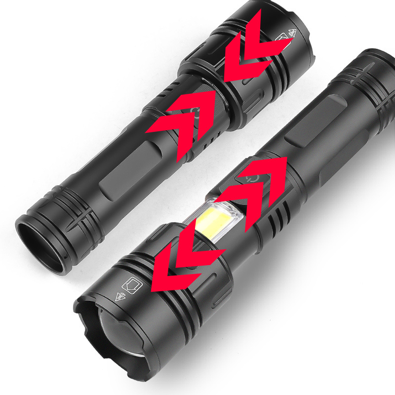 Hidden Side COB Red White LED Flashlight XHP70 High Lumen 1500 Lamp for Camping 7Modes Rechargeable Support Output Flashlight