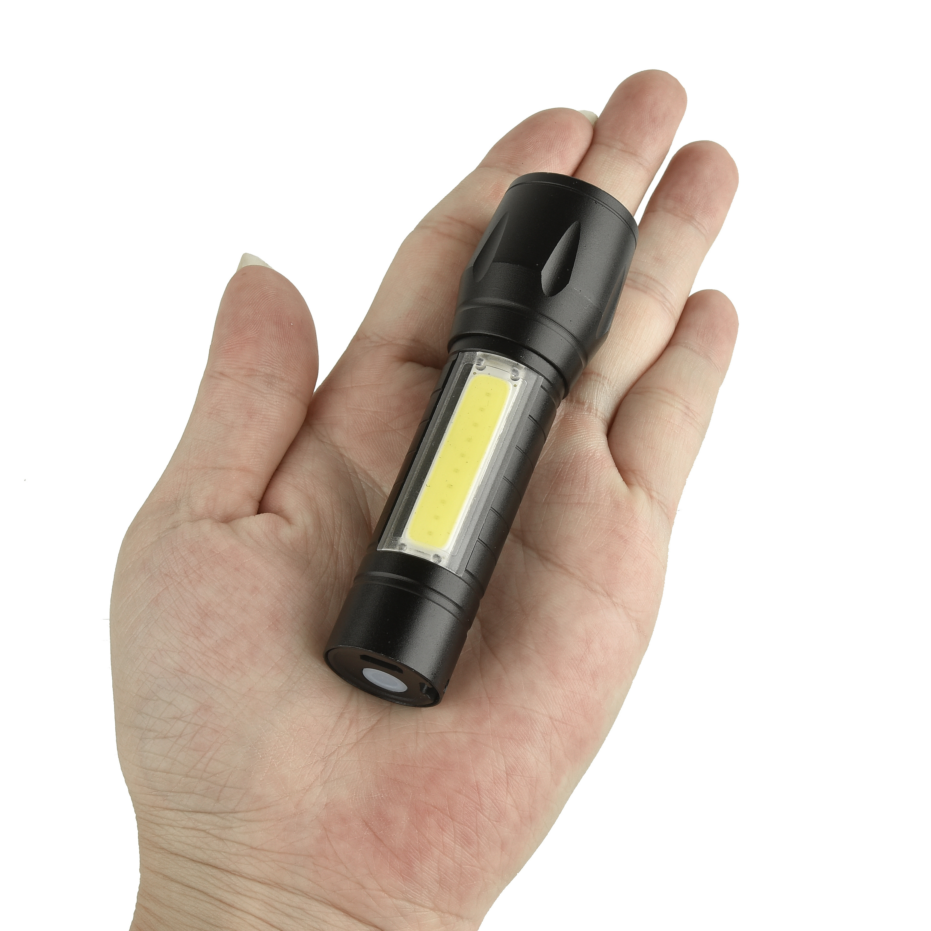 Mini Zoom Focus Flashlight COB+ XPE Tactical Torch LED Flashlight USB Rechargeable Waterproof Keychain Flashlight Work Cob light