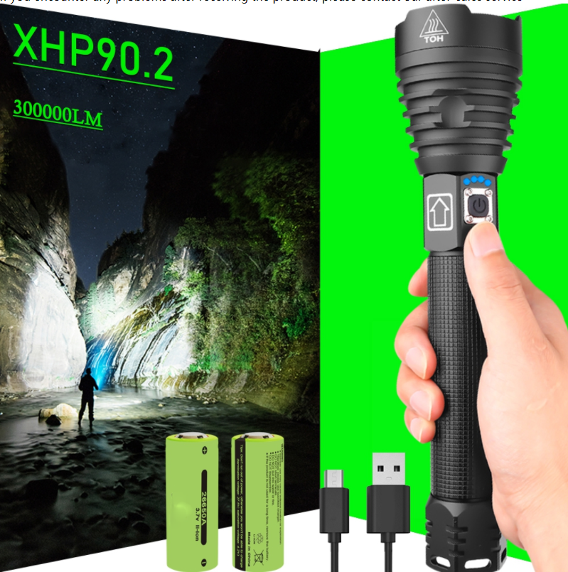 300000 Glare XHP90.2 Most Powerful LED Flashlight 18650 OR 26650 USB LED Torch XHP50 XHP70 Lantern 18650 Hunting Lamp Hand Light