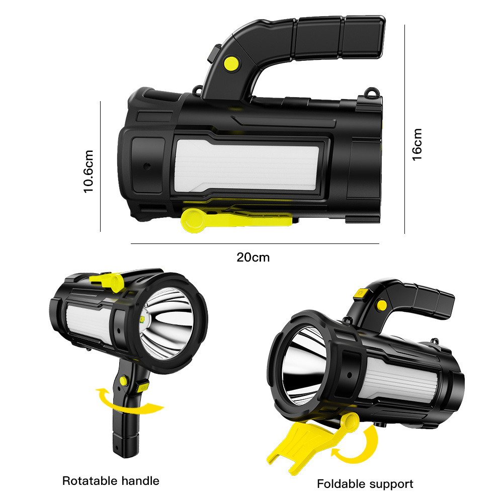 Handheld LED Camping Light Portable Work Light USB Rechargeable Searchlight Flashlight Spotlight Waterproof Emergency Light