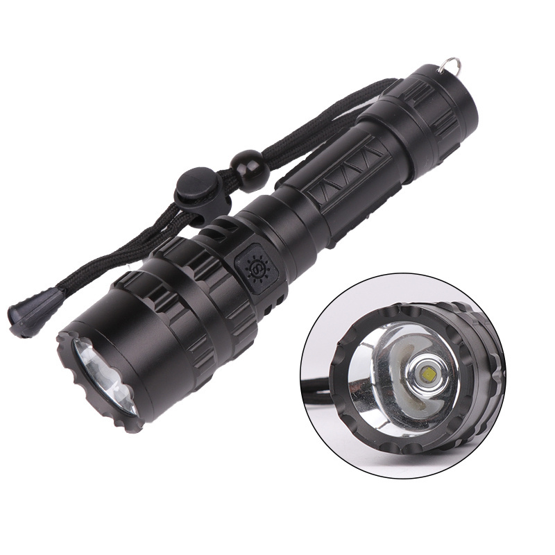 USB Rechargeable Waterproof Handle Flash Light Self-defense Torch LED  Tactical Flashlight