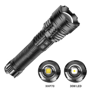 XHP70 1500 Lumen Double Switch Flashlight Type-c Charging 30W Ultra Long Range Torch Memory Function Power Display Flashlights