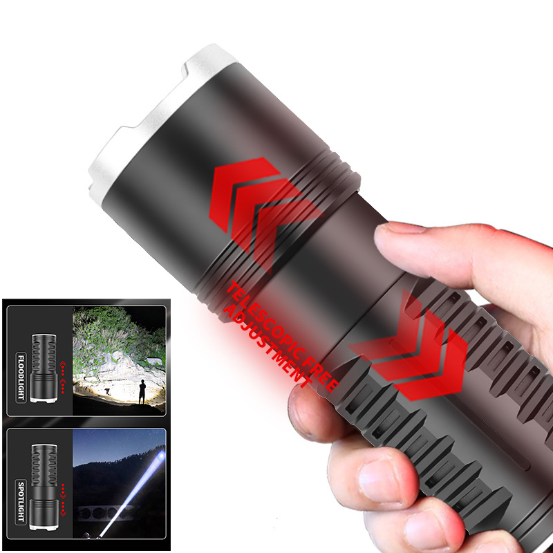 New Triangle Grip Design Flashlight 30W High Lumen 1200LM LED Torches Long Range 1000M Telescopic Zoom Flashlight