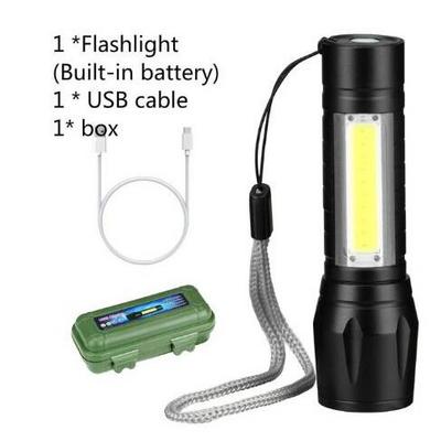 Portable mini Aluminum COB Tactical Torch,Zoomable Torch Waterproof LED USB rechargeable Flashlight