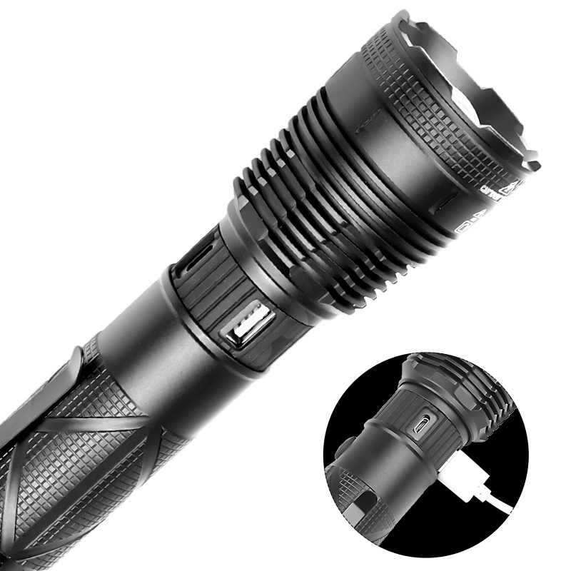 Safety hammer power bank Rechargeable XHP90 Zoomable 10000 Lumen Tactical Flashlight Waterproof pen holder Torch Light