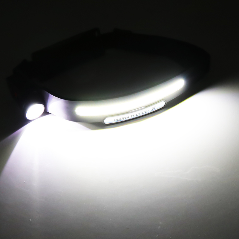 Rechargeable usb led head torch flashlight 350Lumens COB 230 degree Silicone Headlight Motion Sensor headlamp