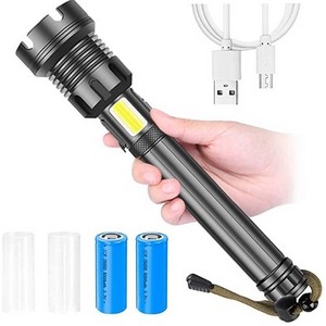 Upgraded Xhp90 90000 Lumens, Zoomable 3 Modes Lighting outdoor Torch 26650 Battery & USB Rechargeable LED lights Flashlight able