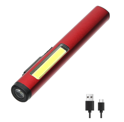 Usb Rechargeable XPE COB Floodlight Flashlight 300 Lumen Beam Aluminum Alloy Pen Clip Work Light Built  Battery with Tail Magnet