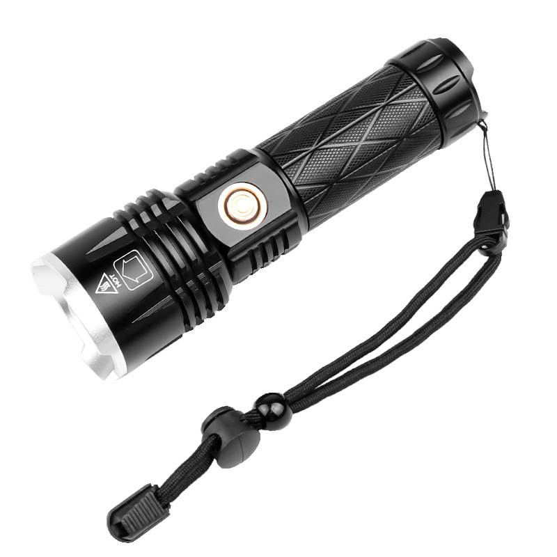 P90 strong light flashlight telescopic focusing flashlight high-power bright concentrating long-range home XHP90 flashlight