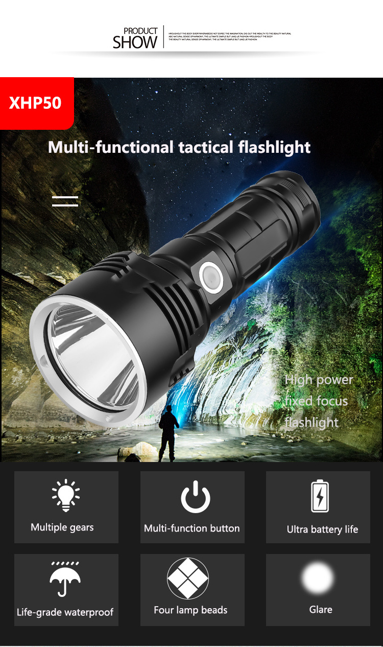 XHP70 Super Powerful LED Flashlight XM-L2 Tactical Torch USB Rechargeable Linterna Waterproof Lamp Ultra Bright Lantern