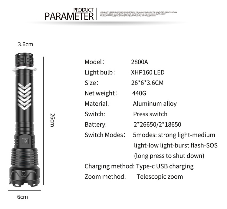 10km Powerful LED Flashlight Rechargeable Tactical Torch Light XHP160 High Power LED Flashlight 26650 Hunting Lantern