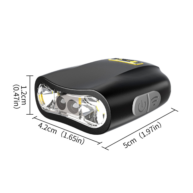 2 LED Cap-clip 100Lumen Sense Headlamp Lightweight Internal Battery 3Modes Head Light Type-c USB Camping Fishing Headlamp