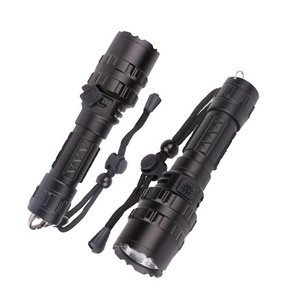 USB Rechargeable Waterproof Handle Flash Light Self-defense Torch LED  Tactical Flashlight