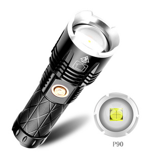 P90 strong light flashlight telescopic focusing flashlight high-power bright concentrating long-range home XHP90 flashlight