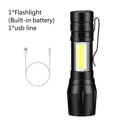 Portable mini Aluminum COB Tactical Torch,Zoomable Torch Waterproof LED USB rechargeable Flashlight