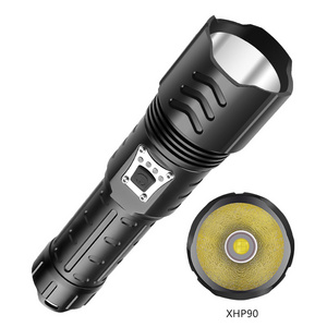 XHP90 Tactical Emergency Aluminum USB Led Torch Rechargeable 18650 26650 Battery Powerful Zoom LED XHP90 Flashlight