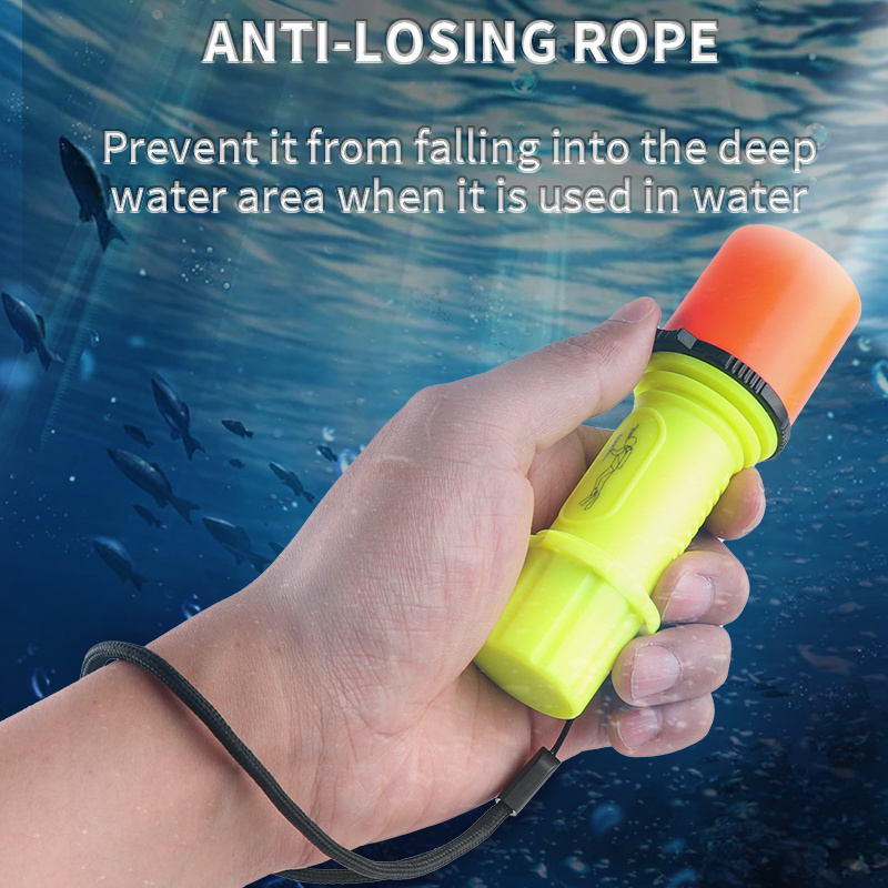 Rotating Magnetic Switch Diving Light ABS Mini Amphibious Flashlight T6 IPX8 Waterproof Diving Flashlight with Wristband