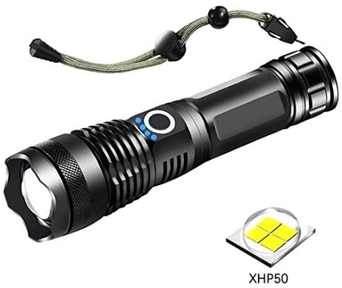 LED Rechargeable Flash light,Super Bright 7000 lumens XHP50 Powerful USB Tactical LED Flashlight Waterproof Torch Light Zoomable