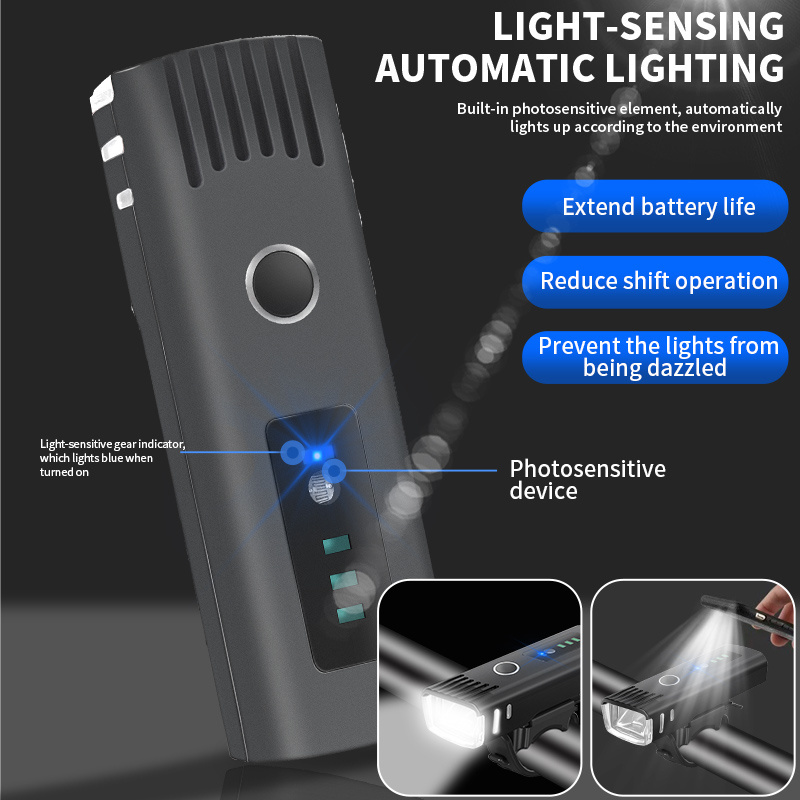 sensor Powerful Bike Light LED Display 1500mAh Rechargeable Bicycle Headlight Flashlight usb Charging 400LM Lamp