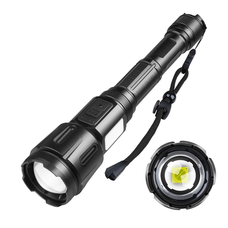 XHP90 12*LED Side Light Flashlight Telescopic Zoom IPX4 1500 Lumens Torches Red Light LED Type-c Rechargeable Flashlight