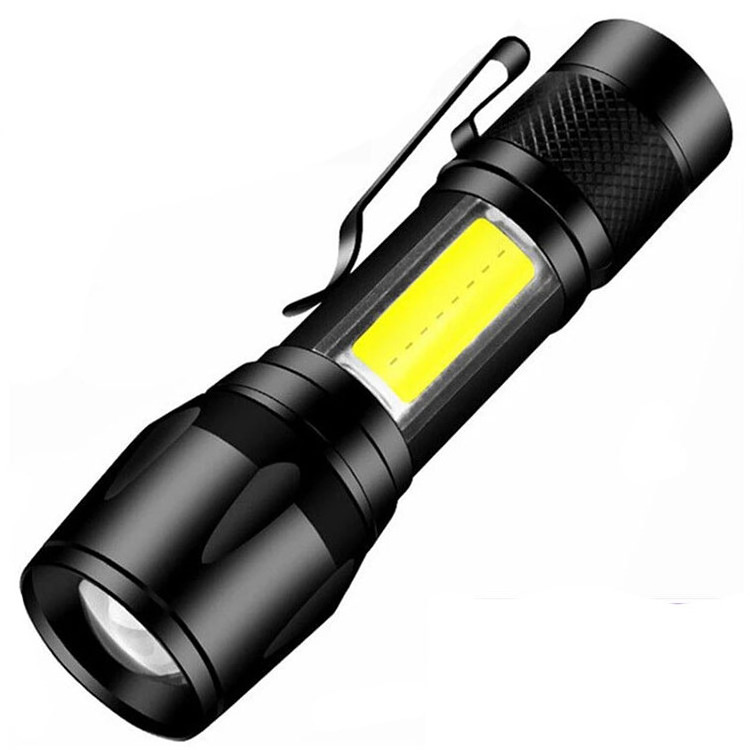 Mini Zoom Focus Flashlight COB+ XPE Tactical Torch LED Flashlight USB Rechargeable Waterproof Keychain Flashlight Work Cob light