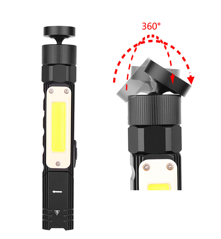 Super bright Led Flashlight Handfree Dual Fuel 90 Degree Twist Rotary Clip Waterproof Magnet Mini Lighting LED Torch For Camp