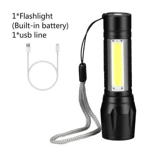 Portable mini Aluminum COB Tactical Torch,Zoomable Torch Waterproof LED USB rechargeable Flashlight