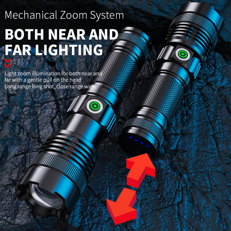 30W LED built-in battery Flashlight USB Rechargeable Range 1500 Meters Torch Light  Flashlights  Camping Hand Lamp