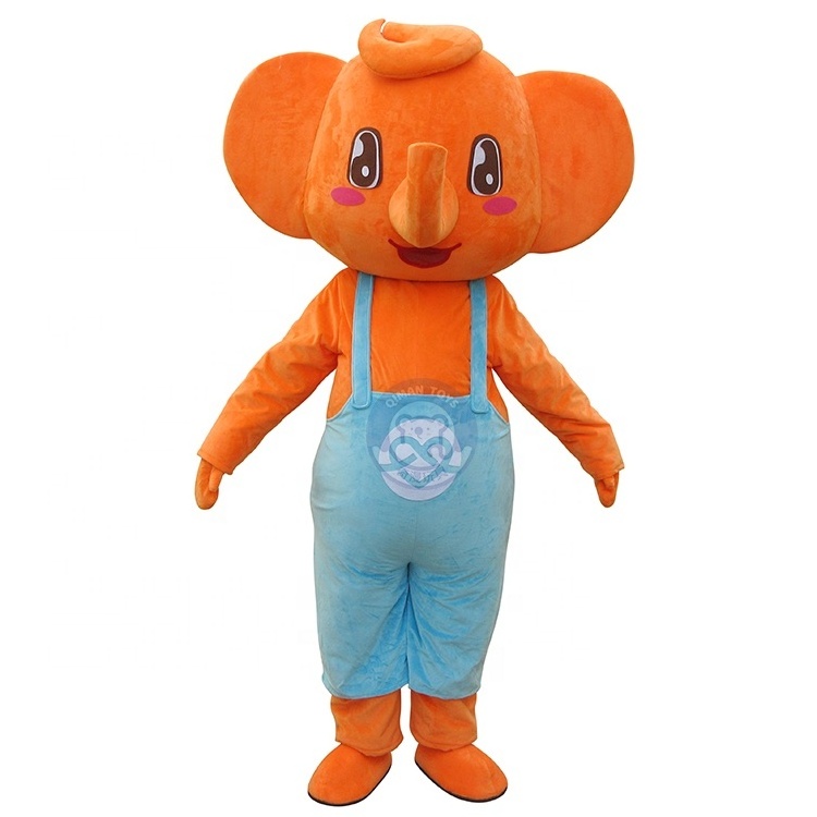 Qiman Custom Adult Size Orange Elephant Plush Animal Cartoon Mascot Costume For Sale