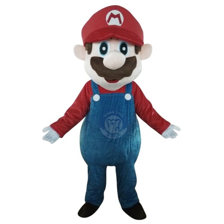 Qiman Custom Adult Size Red Super Mario Plush Cartoon Mascot Costume For Sale