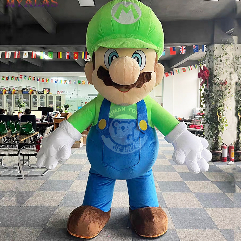 High Quality Size 2m 2.6m 3m custom inflatable Mario Luigi polar Bear panda mascot costume cosplay adult costume for sale