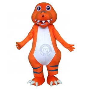 Qiman Custom Adult Size Orange Dinosaur Plush Animal Cartoon Mascot Costume For Sale