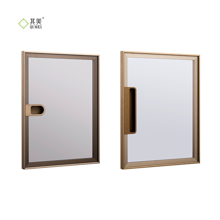 Hot Sales  morden Minimalism  Style Aluminium Profile  Wardrobe Door  With Glass  Doors Frame built-in handle