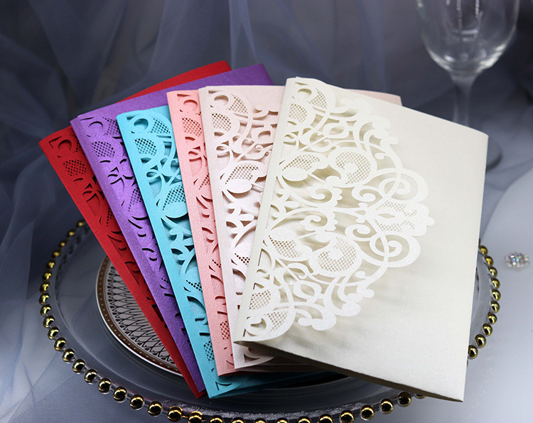 Paper New Year Greeting Cards Wedding Invitations Cards with Envelope Paper Card/ Art Paper Wedding Decoration & Gift Love QIMEI