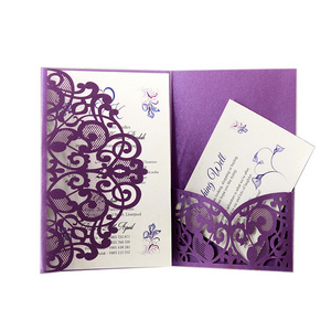 European Thanksgiving Business Greeting Card Laser Hollow Invitation Card Wedding Invitation Card Purple Invitation Wholesale