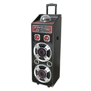 Dual 10 Inch Karaoke Trolley Speakers With Disco Light Portable Home Karaoke Speakers Tower Speaker