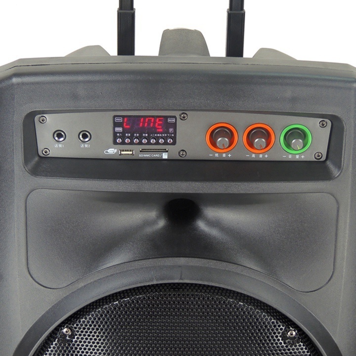 15 inch Subwoofer Portable Rechargeable Wireless Trolley Party Speaker with wireless microphone