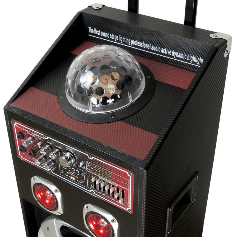 Dual 10 Inch Karaoke Trolley Speakers With Disco Light Portable Home Karaoke Speakers Tower Speaker